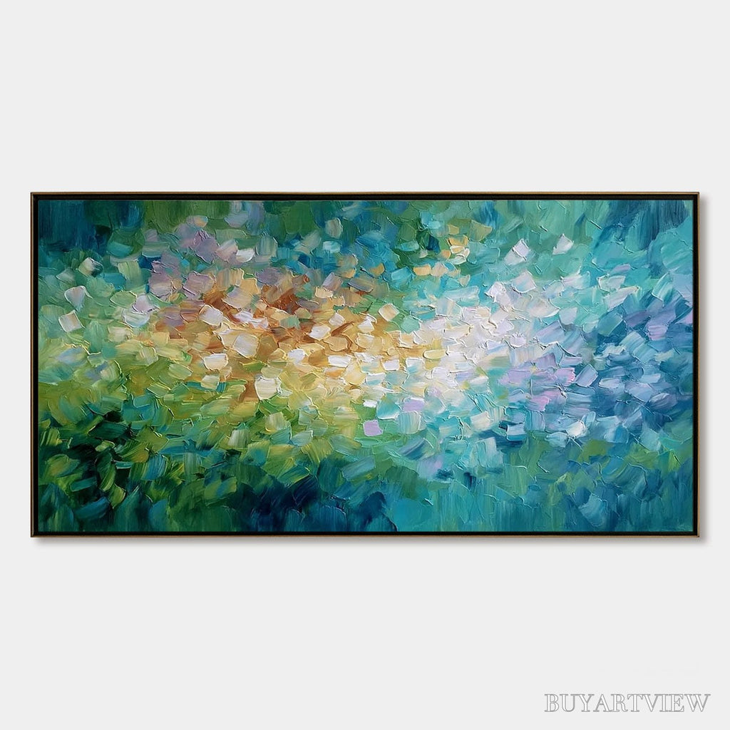 ARTOVITAS Emerald Bloom – Colorful Textured Abstract Floral Palette Knife Painting - image 1