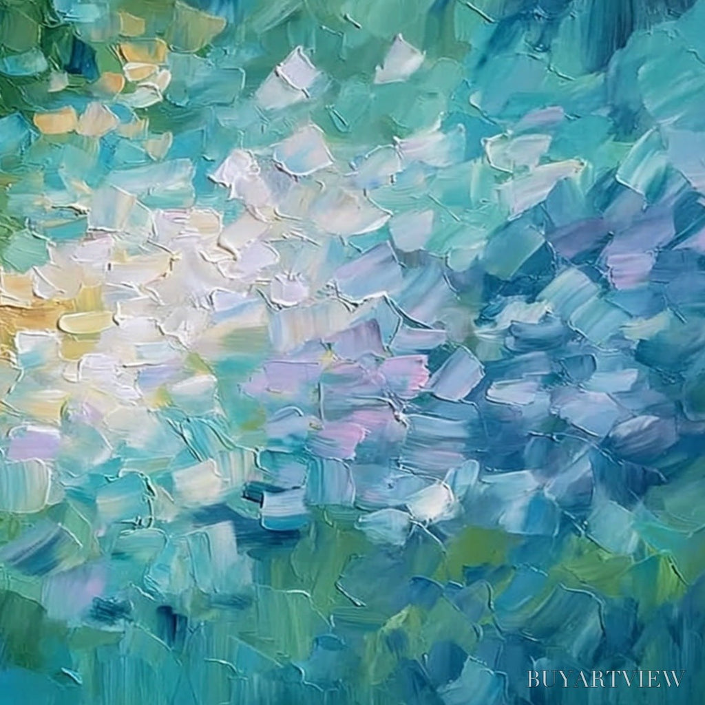 ARTOVITAS Emerald Bloom – Colorful Textured Abstract Floral Palette Knife Painting - image 5