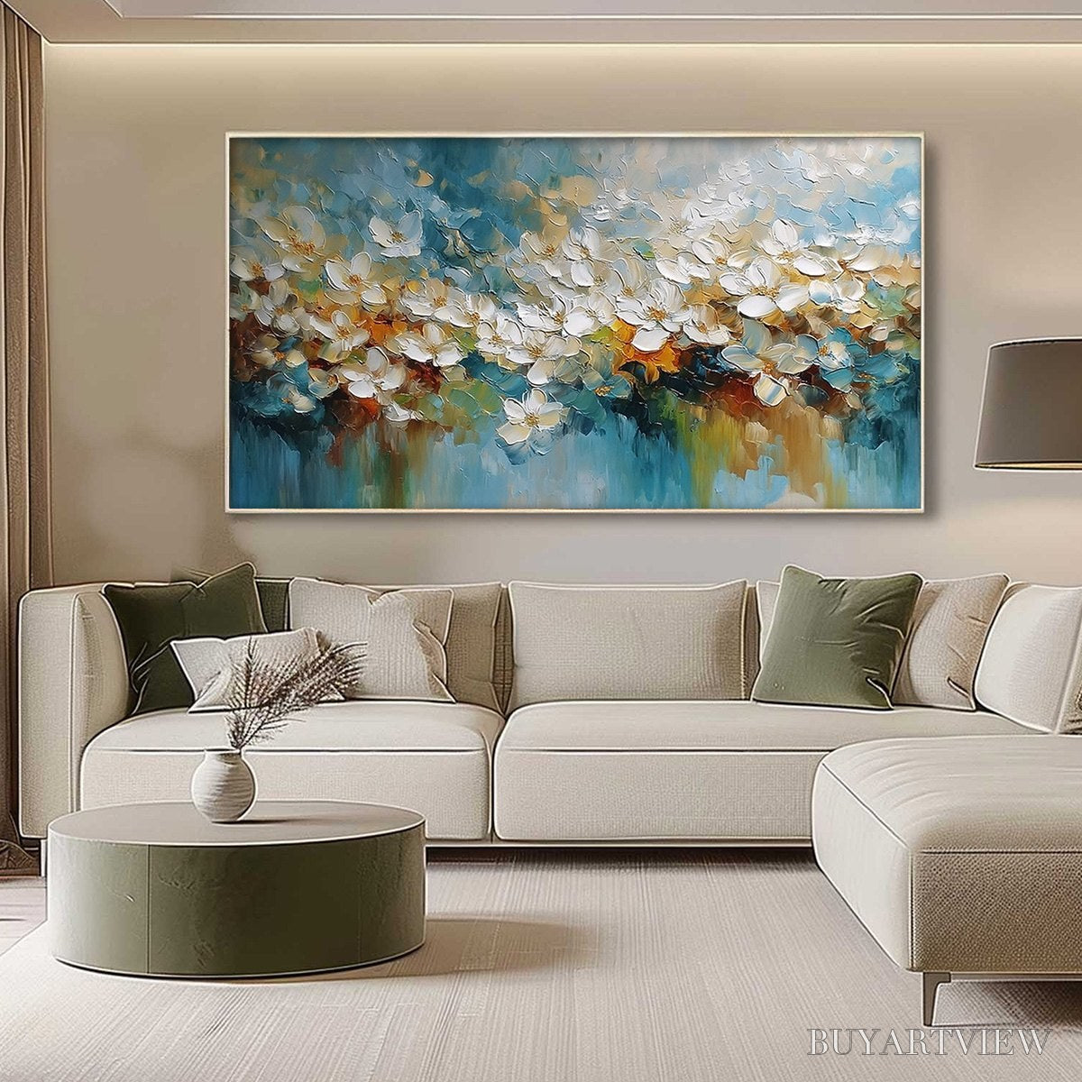 ARTOVITAS Eternal Bloom – Textured Abstract White Floral Impasto Painting - image 4
