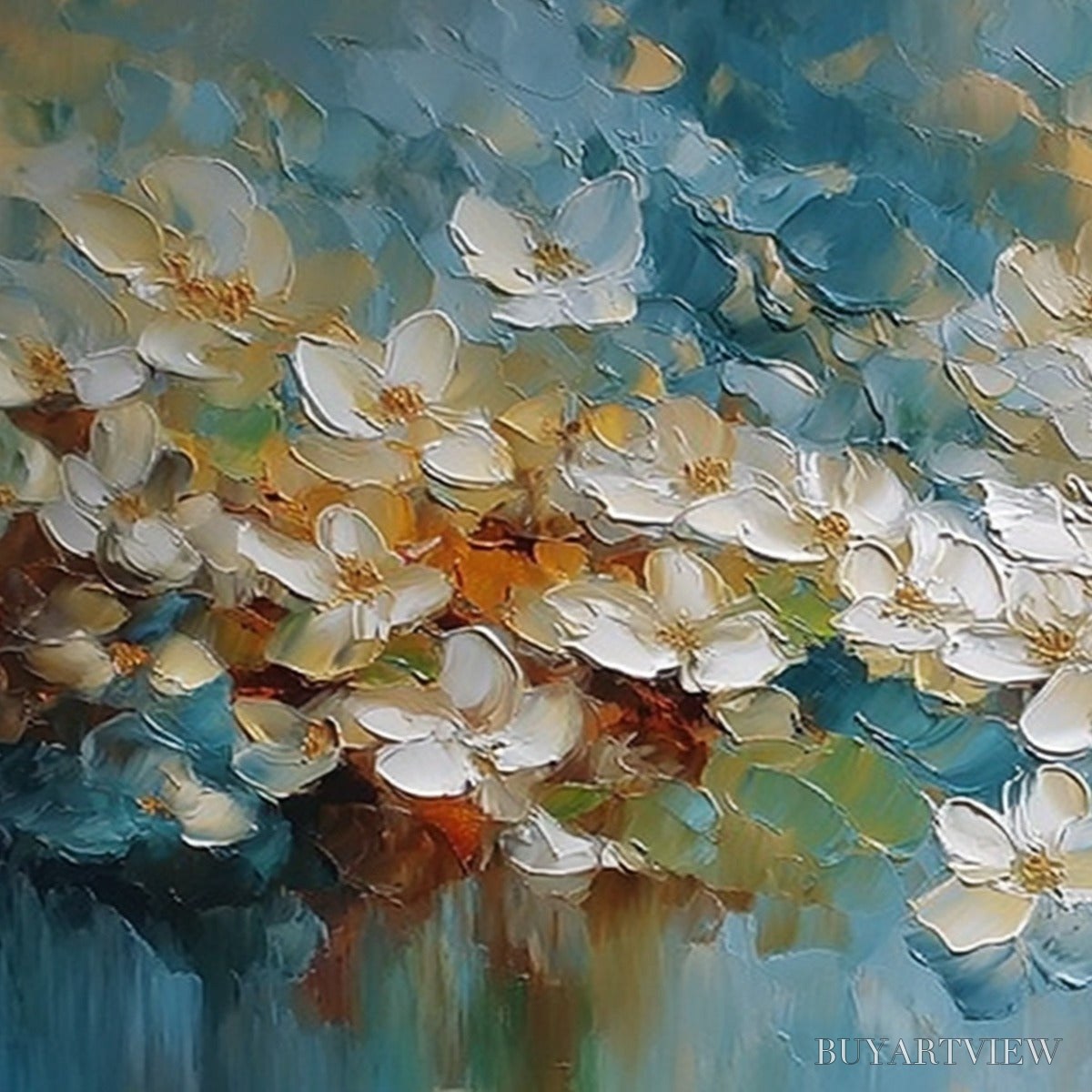 ARTOVITAS Eternal Bloom – Textured Abstract White Floral Impasto Painting - image 5
