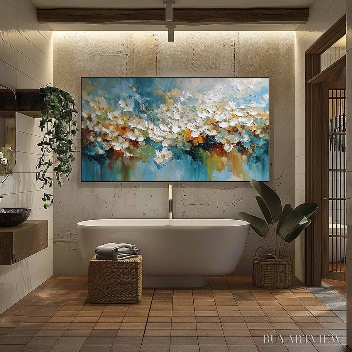 ARTOVITAS Eternal Bloom – Textured Abstract White Floral Impasto Painting - image 6