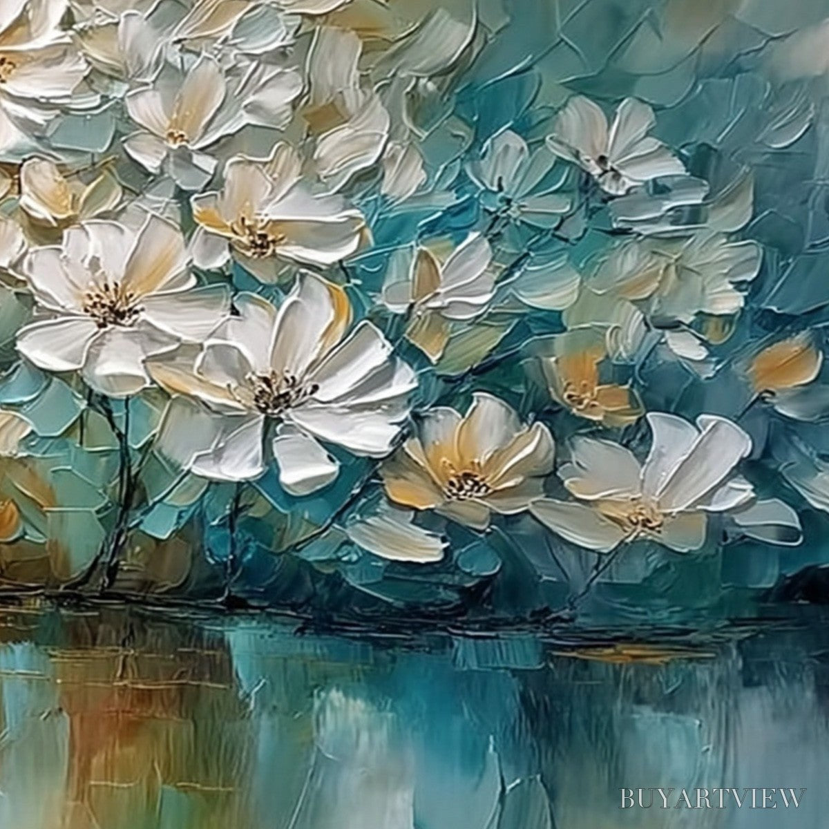 ARTOVITAS Serene Blooms – Textured Floral Landscape Impasto Oil Painting - image 3
