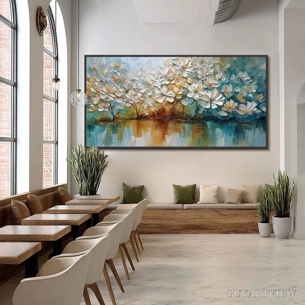 ARTOVITAS Serene Blooms – Textured Floral Landscape Impasto Oil Painting - image 6