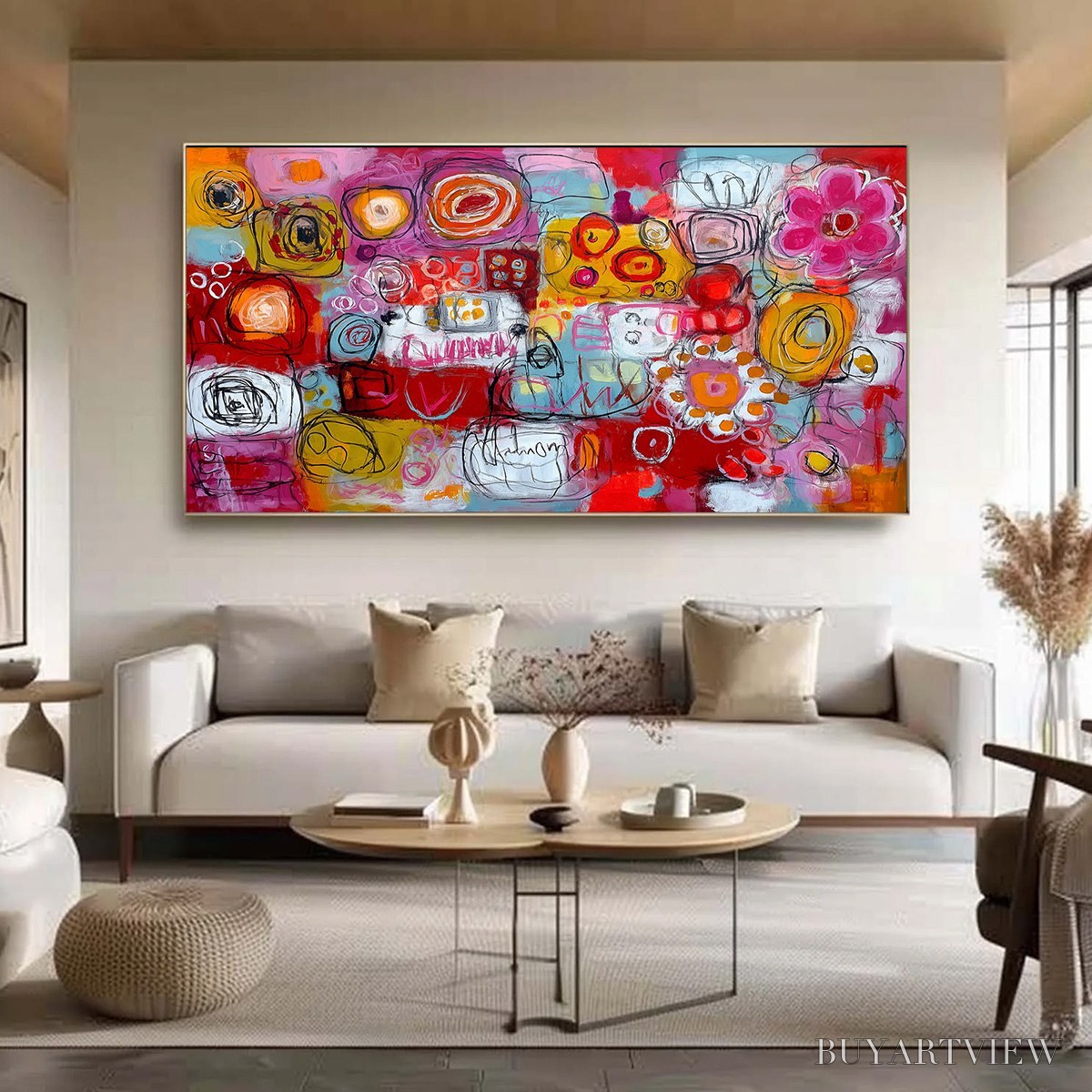 ARTOVITAS Carnival of Colors – Large Colorful Abstract Painting for Modern Wall Decor - image 2