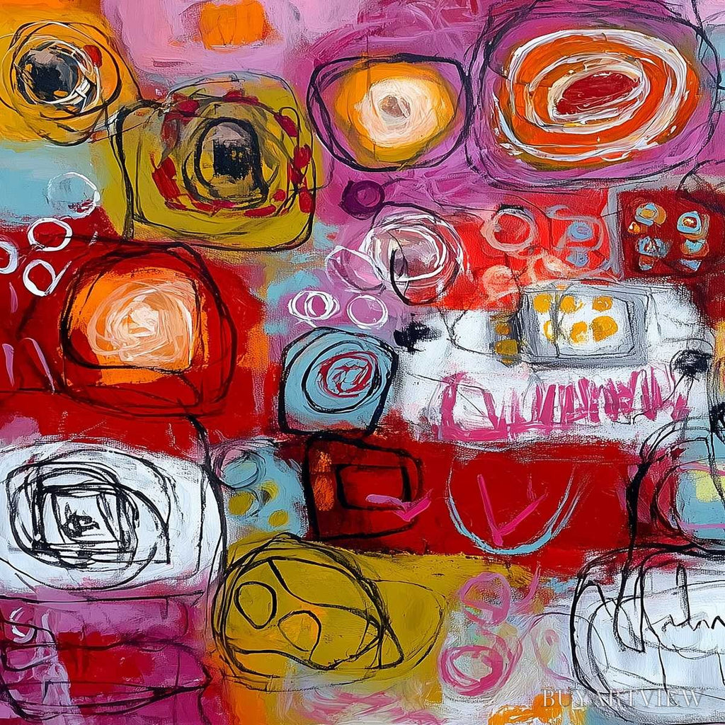 ARTOVITAS Carnival of Colors – Large Colorful Abstract Painting for Modern Wall Decor - image 3