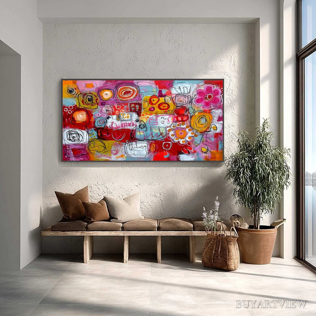 ARTOVITAS Carnival of Colors – Large Colorful Abstract Painting for Modern Wall Decor - image 4