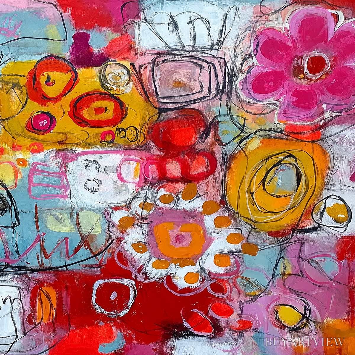 ARTOVITAS Carnival of Colors – Large Colorful Abstract Painting for Modern Wall Decor - image 5