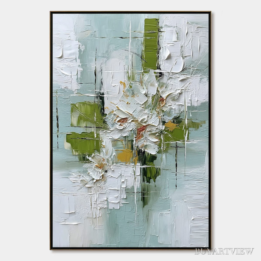 ARTOVITAS Verdant Bloom – Heavily Textured Abstract Floral Impasto Painting - image 1
