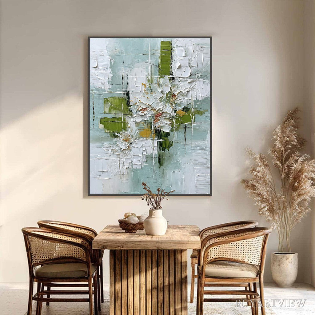 ARTOVITAS Verdant Bloom – Heavily Textured Abstract Floral Impasto Painting - image 2