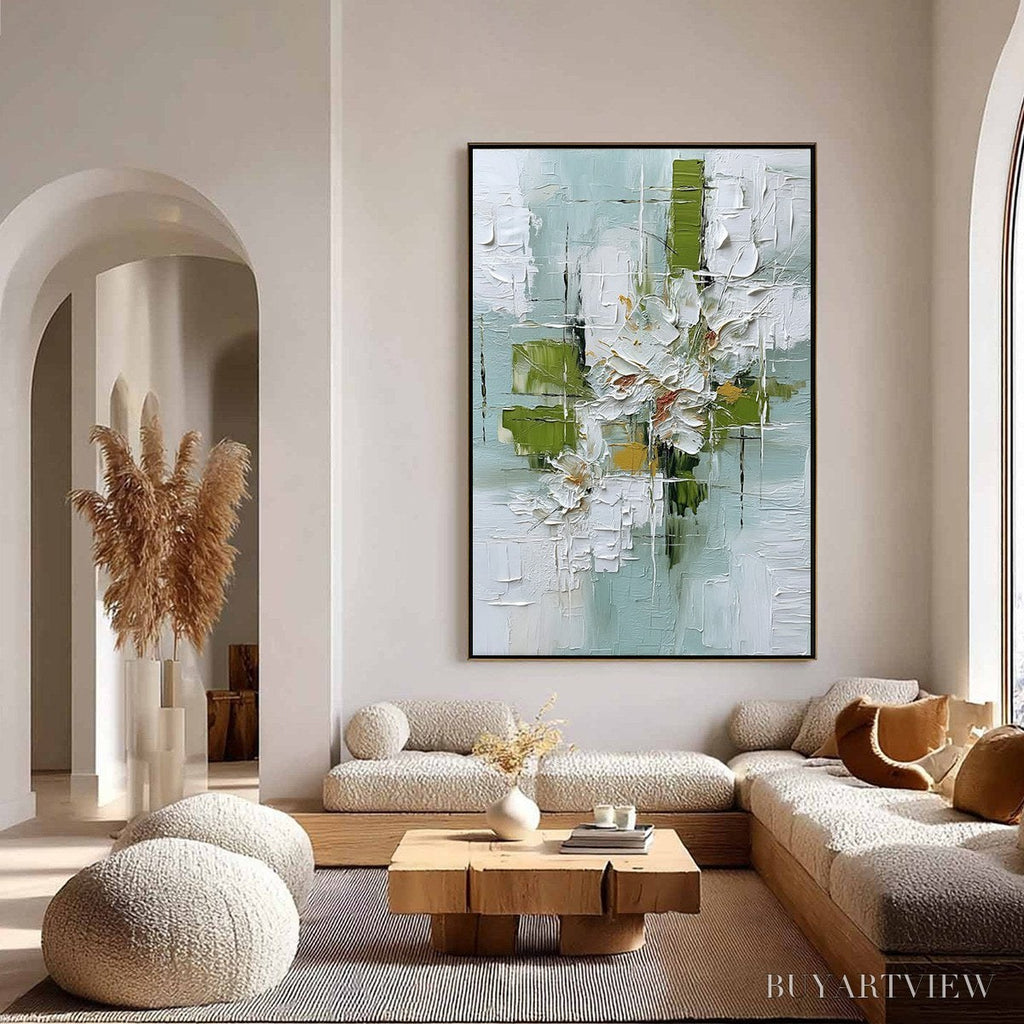 ARTOVITAS Verdant Bloom – Heavily Textured Abstract Floral Impasto Painting - image 4
