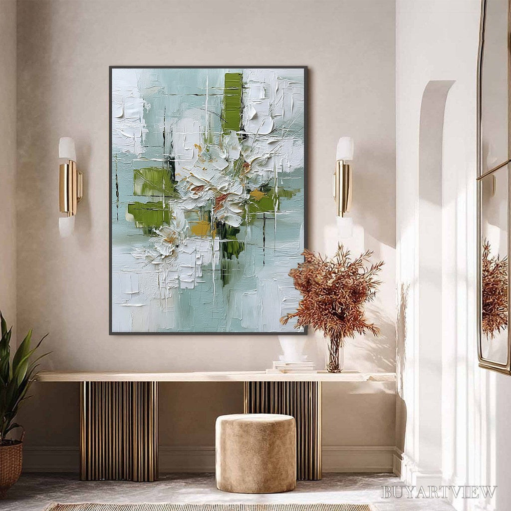 ARTOVITAS Verdant Bloom – Heavily Textured Abstract Floral Impasto Painting - image 6