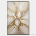 ARTOVITAS Ethereal Bloom – Textured Gold & White Abstract Floral Painting - image 1