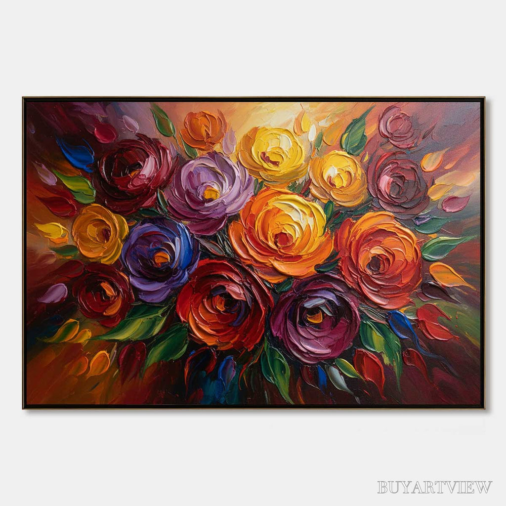 ARTOVITAS Eternal Bloom – Colorful Textured Impasto Floral Oil Painting - image 1