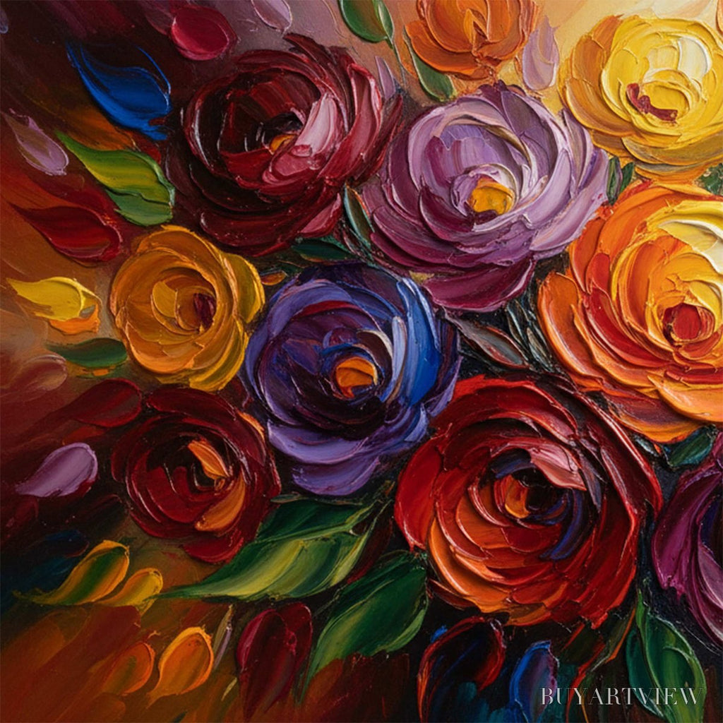 ARTOVITAS Eternal Bloom – Colorful Textured Impasto Floral Oil Painting - image 3