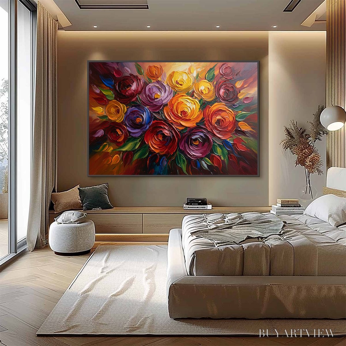 ARTOVITAS Eternal Bloom – Colorful Textured Impasto Floral Oil Painting - image 4