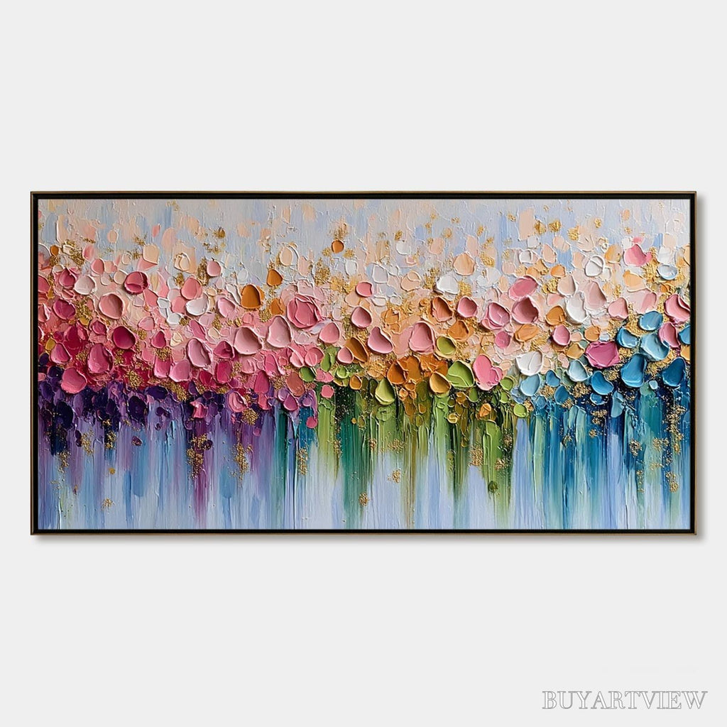 ARTOVITAS Chromatic Bloom – Colorful Abstract Floral Impasto Palette Knife Painting - image 1