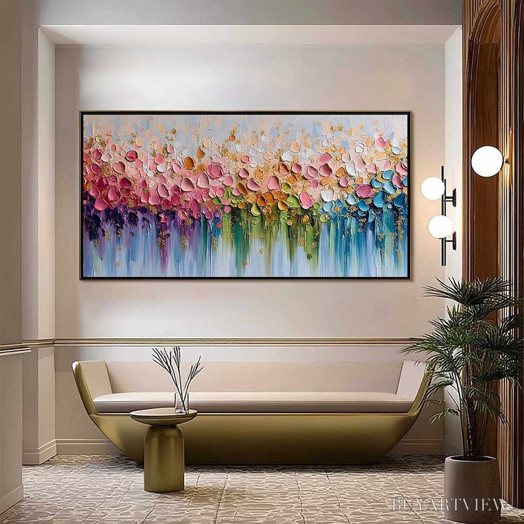 ARTOVITAS Chromatic Bloom – Colorful Abstract Floral Impasto Palette Knife Painting - image 2