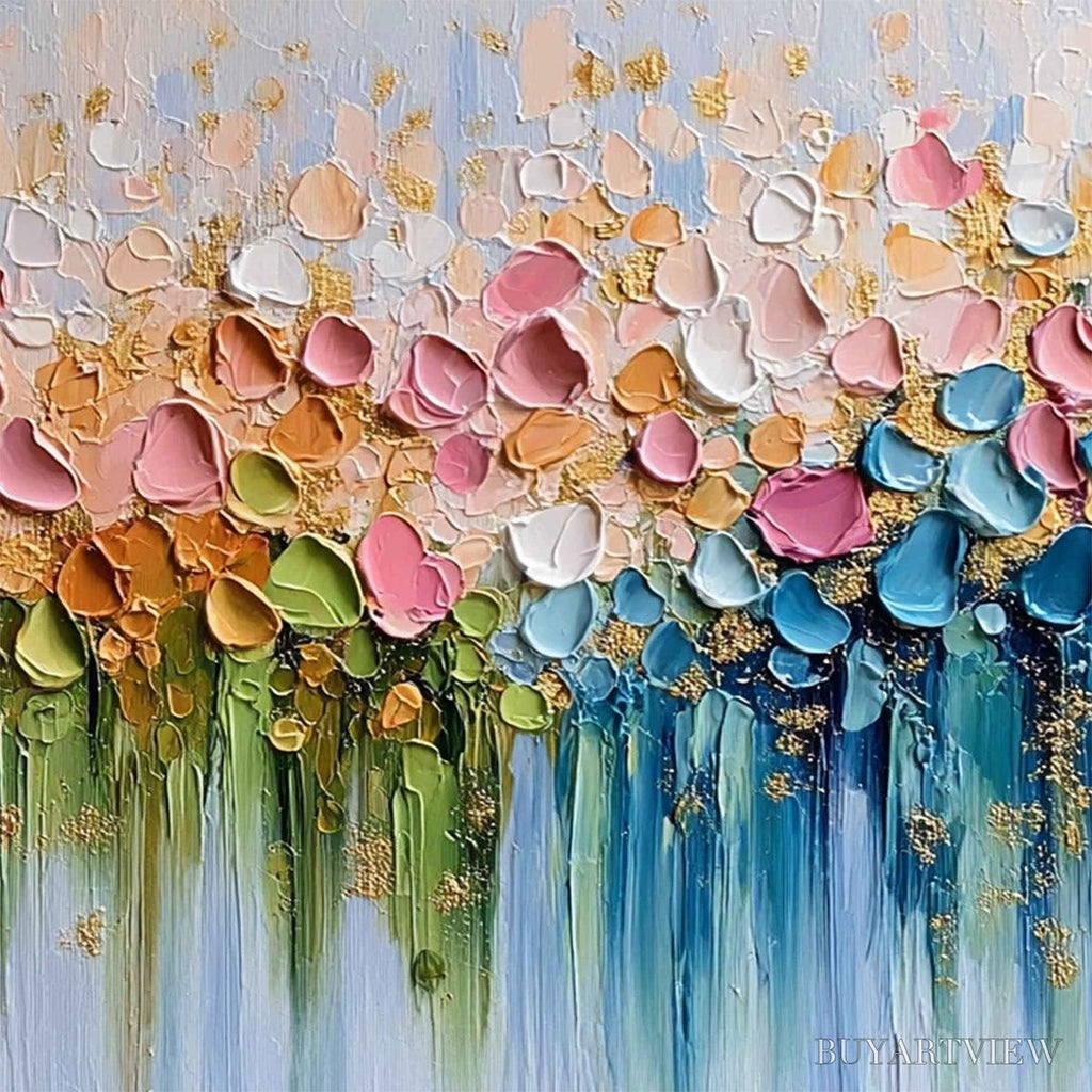 ARTOVITAS Chromatic Bloom – Colorful Abstract Floral Impasto Palette Knife Painting - image 3