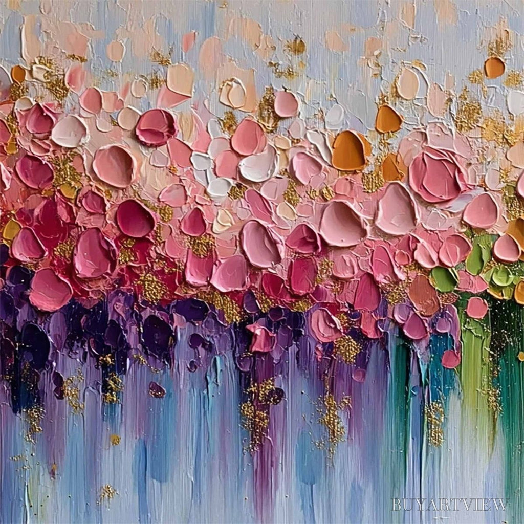 ARTOVITAS Chromatic Bloom – Colorful Abstract Floral Impasto Palette Knife Painting - image 5