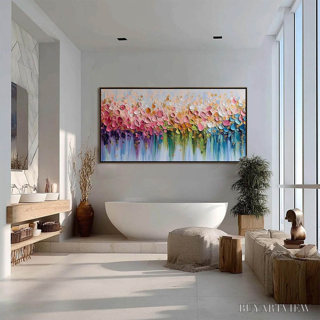 ARTOVITAS Chromatic Bloom – Colorful Abstract Floral Impasto Palette Knife Painting - image 6