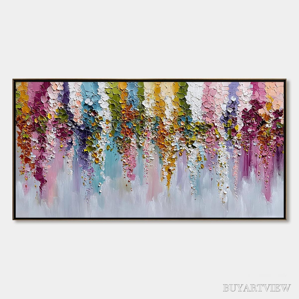 ARTOVITAS Floral Cascade Heavy Texture Abstract Floral Oil Painting - image 1