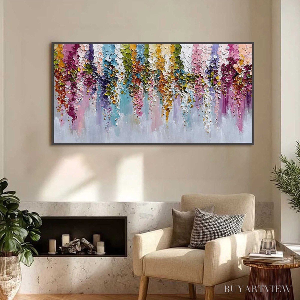 ARTOVITAS Floral Cascade Heavy Texture Abstract Floral Oil Painting - image 6