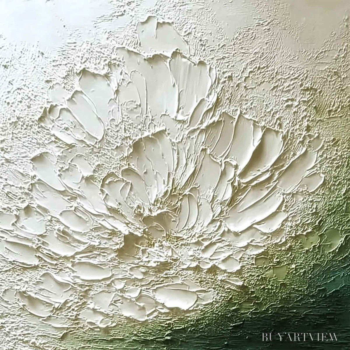 ARTOVITAS Emerald Bloom – Textured Wabi Sabi Floral Abstract - image 3