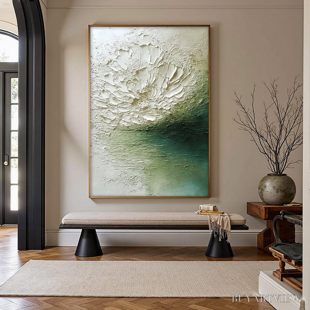 ARTOVITAS Emerald Bloom – Textured Wabi Sabi Floral Abstract - image 4