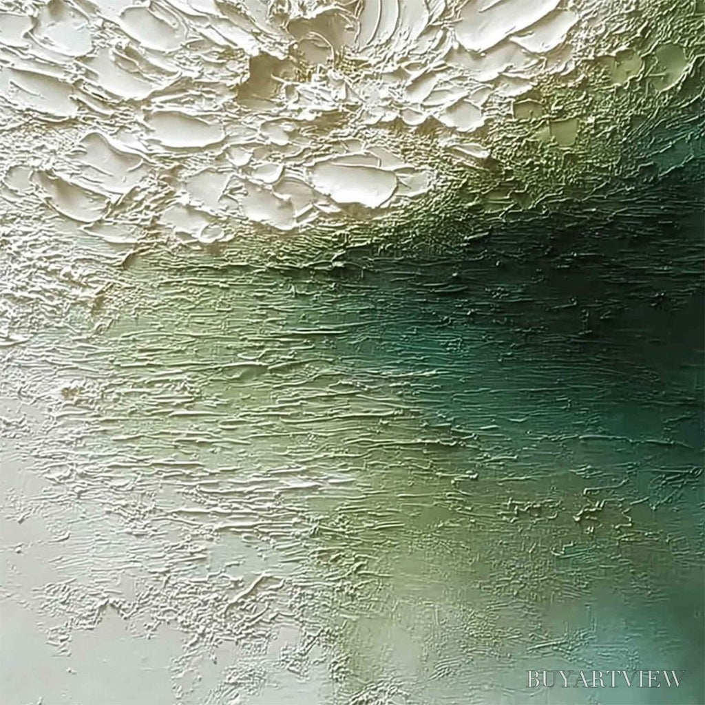 ARTOVITAS Emerald Bloom – Textured Wabi Sabi Floral Abstract - image 5