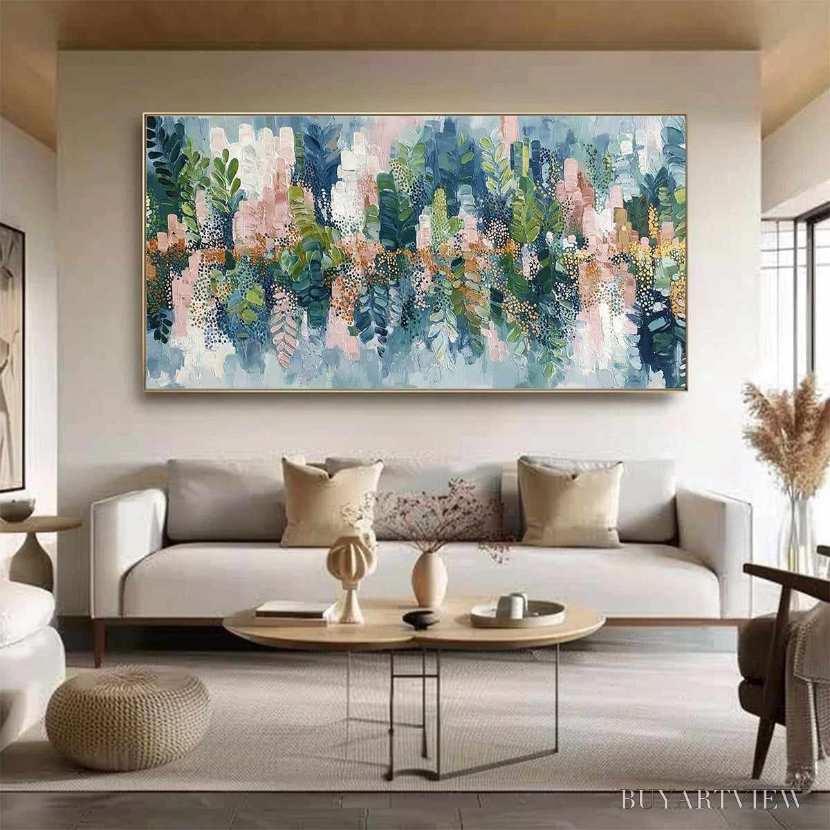 ARTOVITAS Verdant Sanctuary – Colorful Abstract Botanical Textured Painting - image 2