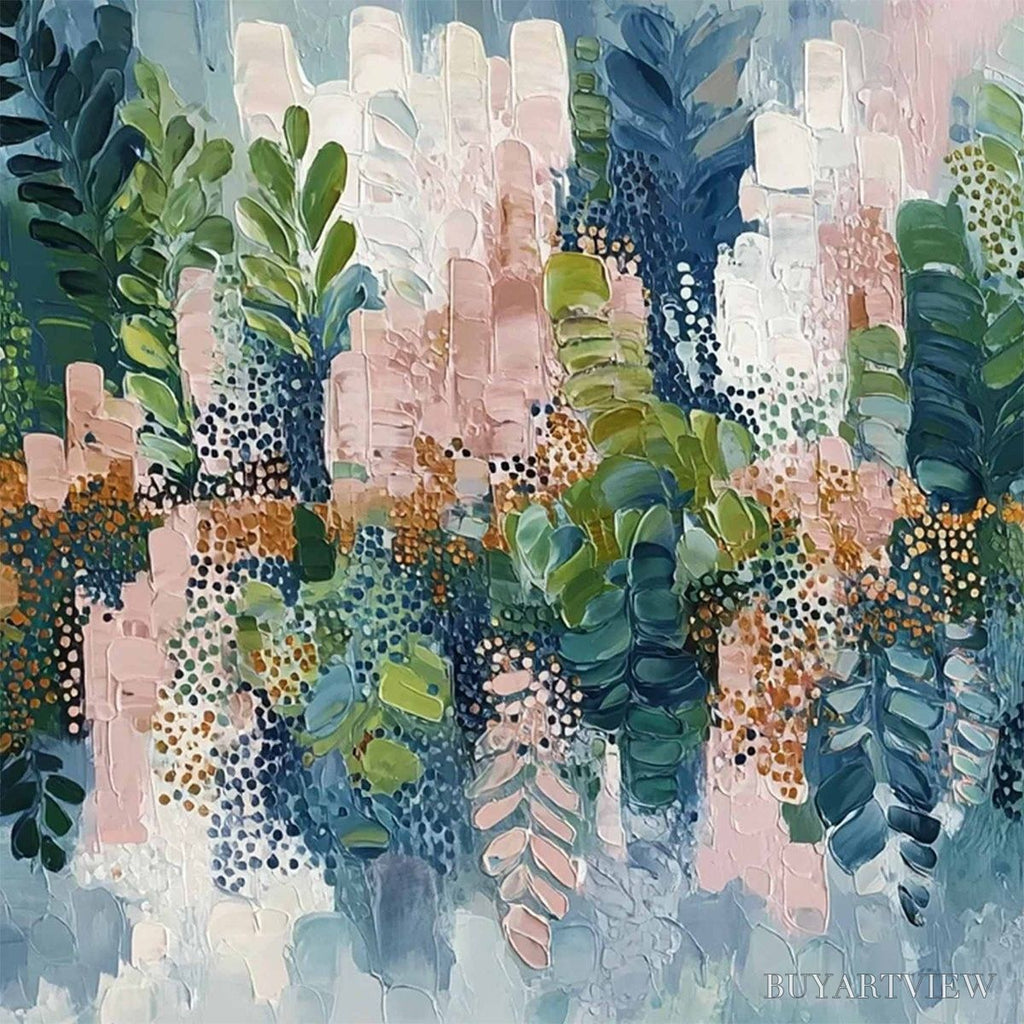 ARTOVITAS Verdant Sanctuary – Colorful Abstract Botanical Textured Painting - image 3