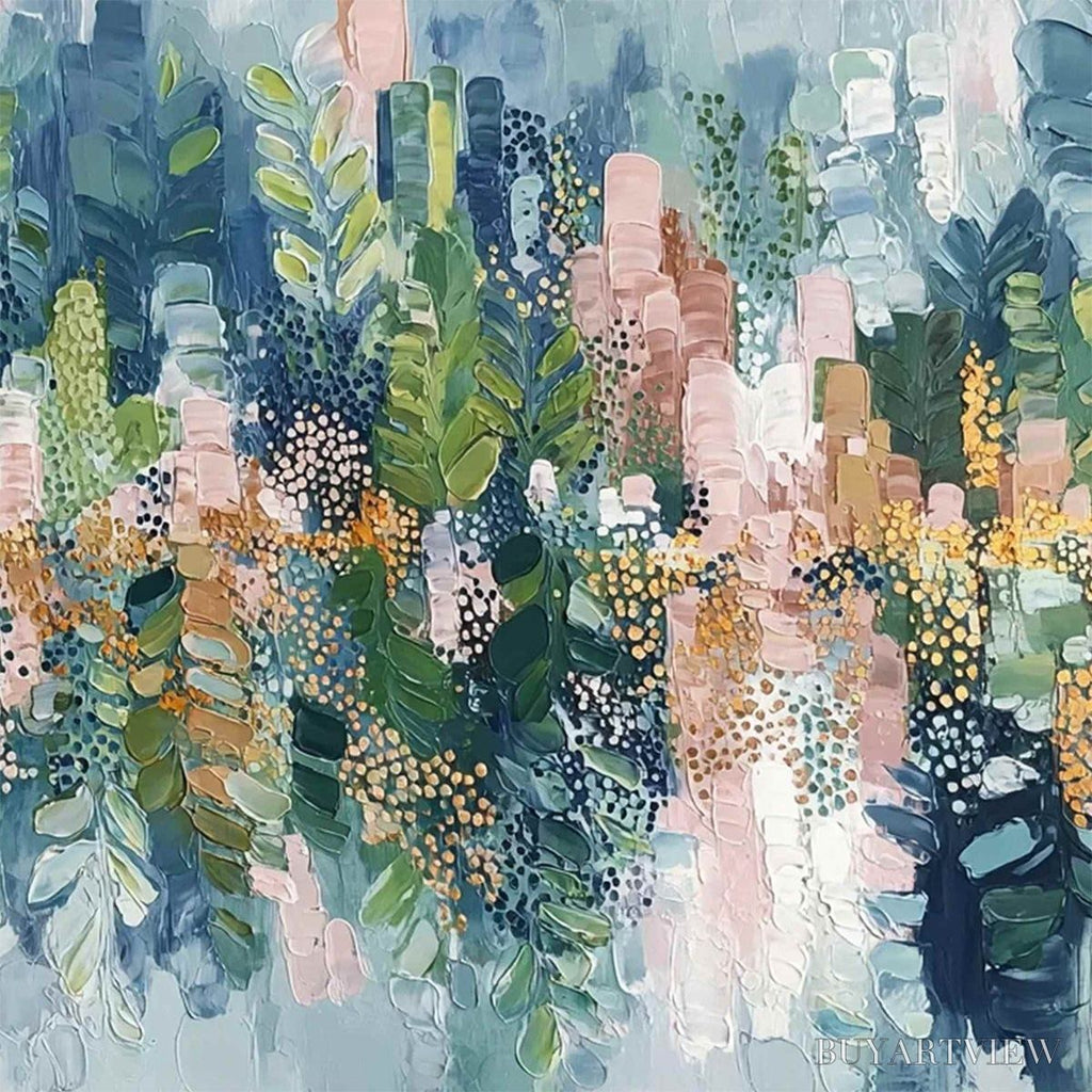 ARTOVITAS Verdant Sanctuary – Colorful Abstract Botanical Textured Painting - image 5