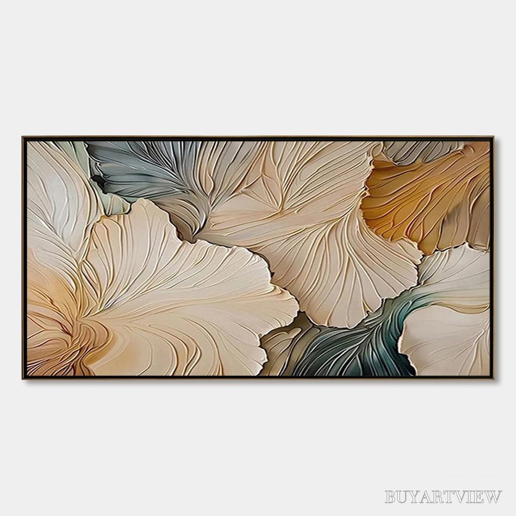 ARTOVITAS Petal Whispers – Textured Wabi Sabi Abstract Leaf Painting - image 1
