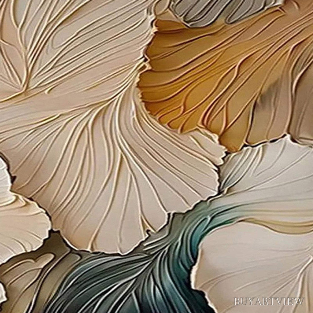 ARTOVITAS Petal Whispers – Textured Wabi Sabi Abstract Leaf Painting - image 3