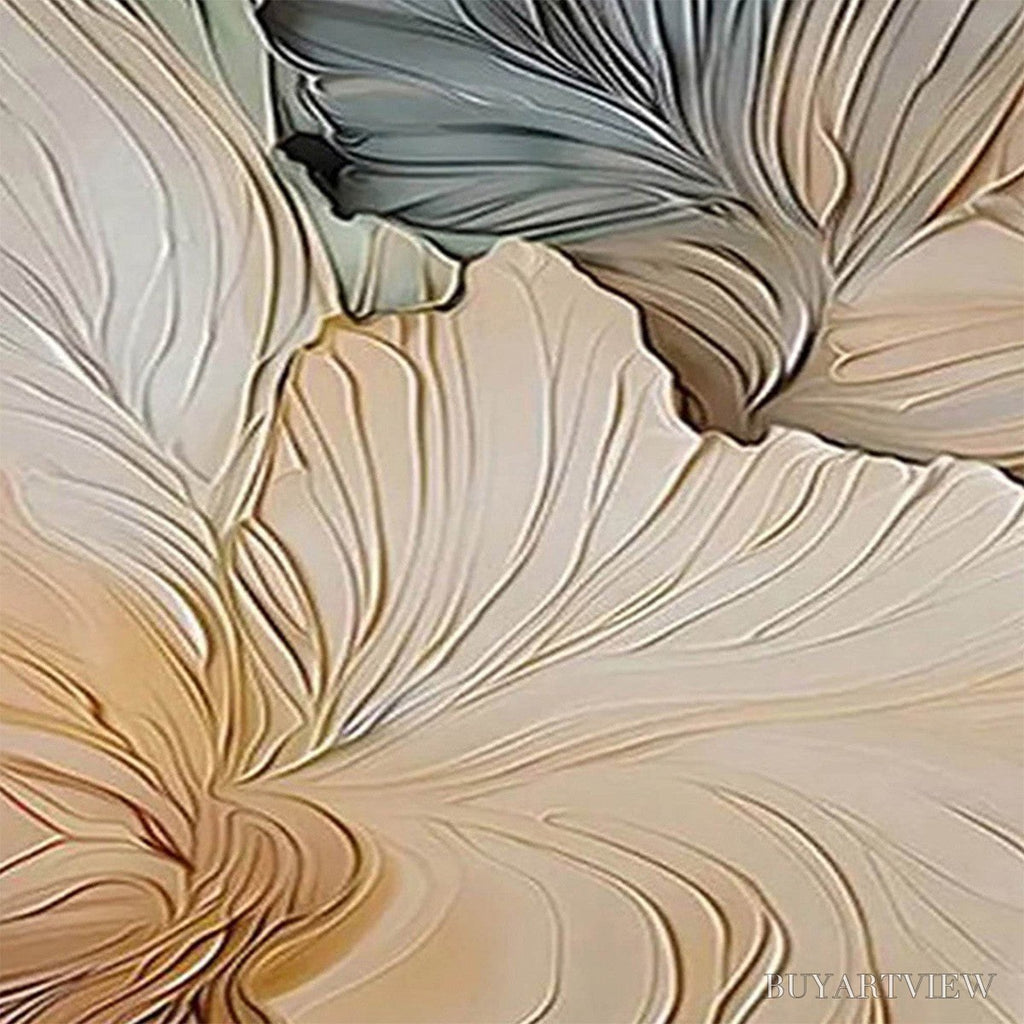 ARTOVITAS Petal Whispers – Textured Wabi Sabi Abstract Leaf Painting - image 5
