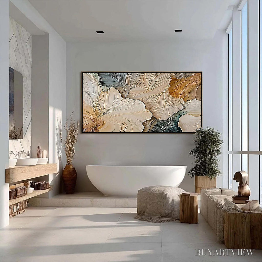 ARTOVITAS Petal Whispers – Textured Wabi Sabi Abstract Leaf Painting - image 6