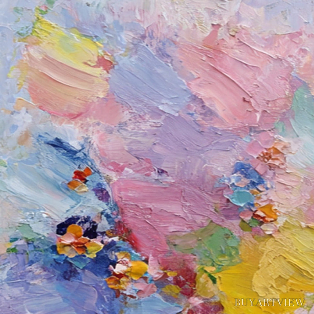 ARTOVITAS Garden Reverie – Colorful Abstract Floral Impasto Painting Set of 2 - image 3