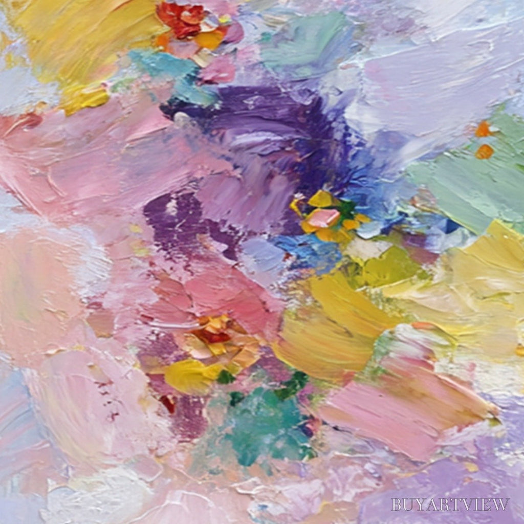 ARTOVITAS Garden Reverie – Colorful Abstract Floral Impasto Painting Set of 2 - image 5