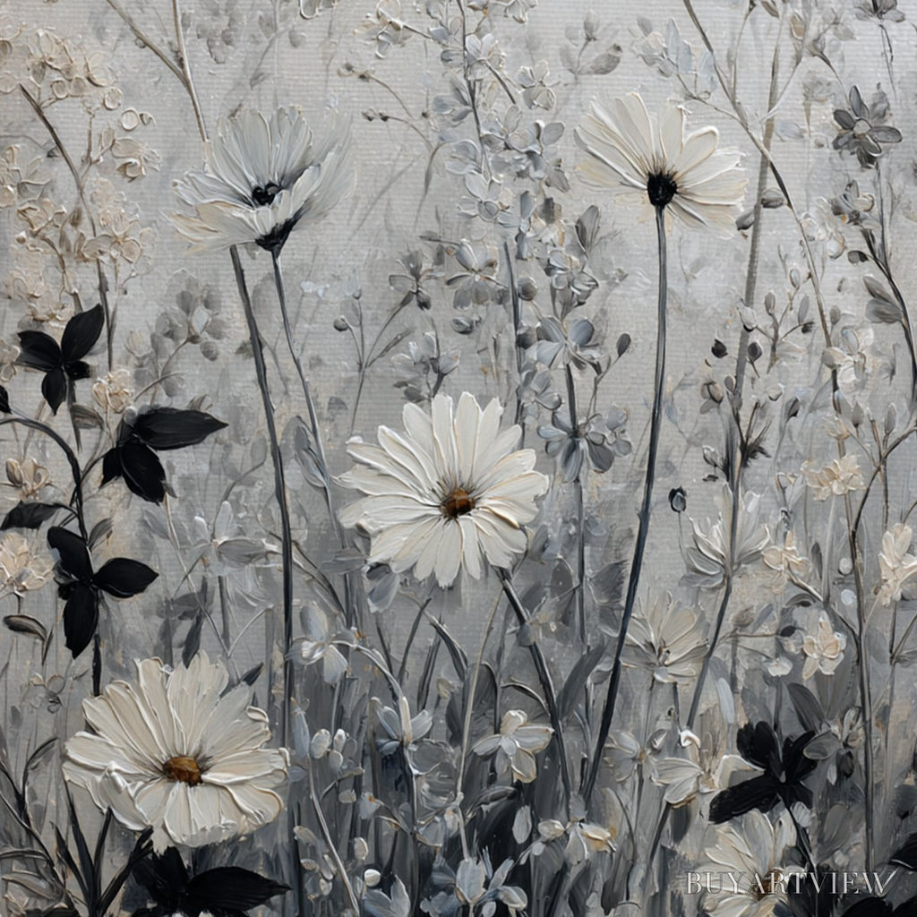 ARTOVITAS Whispers in the Meadow – Textured Neutral Floral Meadow Painting - image 3
