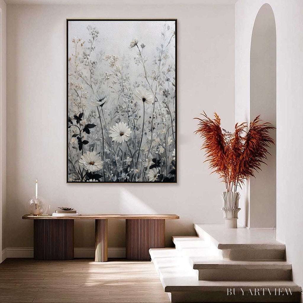 ARTOVITAS Whispers in the Meadow – Textured Neutral Floral Meadow Painting - image 4