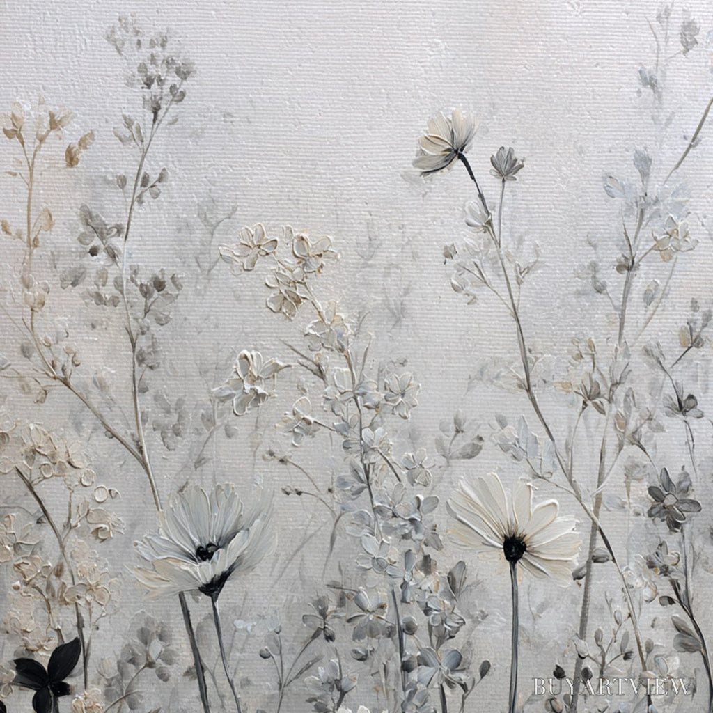 ARTOVITAS Whispers in the Meadow – Textured Neutral Floral Meadow Painting - image 5