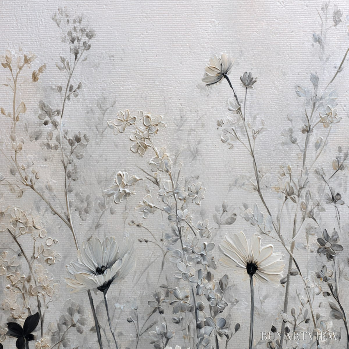 ARTOVITAS Whispers in the Meadow – Textured Neutral Floral Meadow Painting - image 5