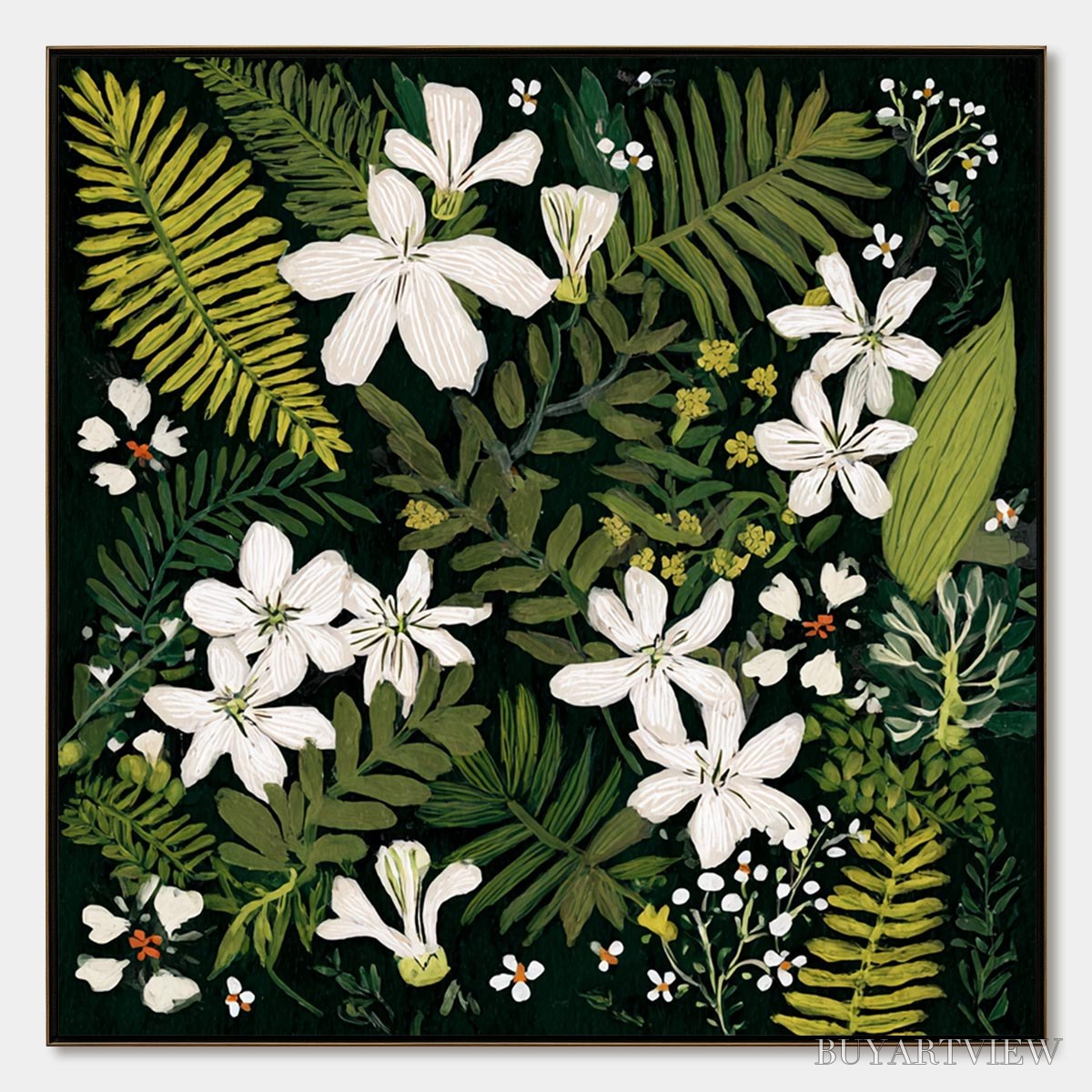 ARTOVITAS Midnight Garden – Dark Botanical Floral Painting - image 1