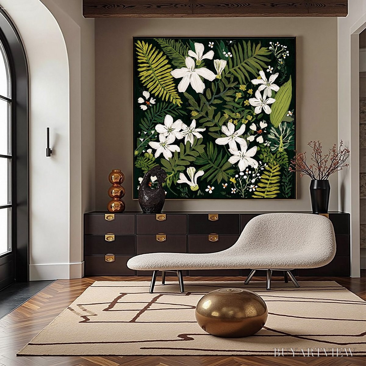 ARTOVITAS Midnight Garden – Dark Botanical Floral Painting - image 6