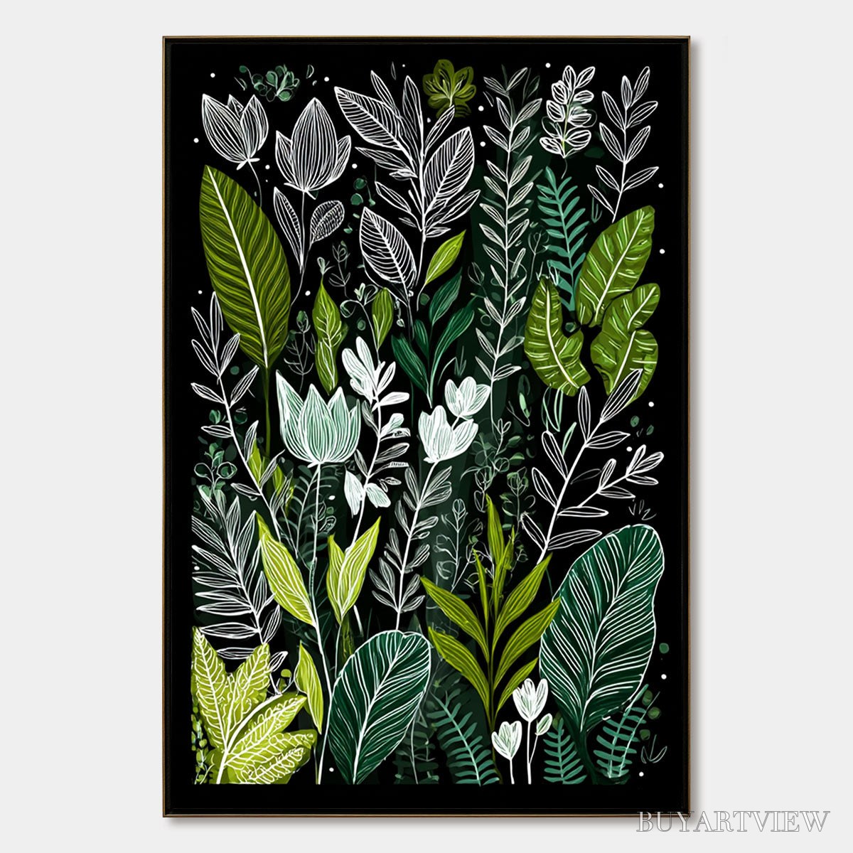 ARTOVITAS Nocturnal Garden – Modern Graphic Botanical Illustration Art - image 1