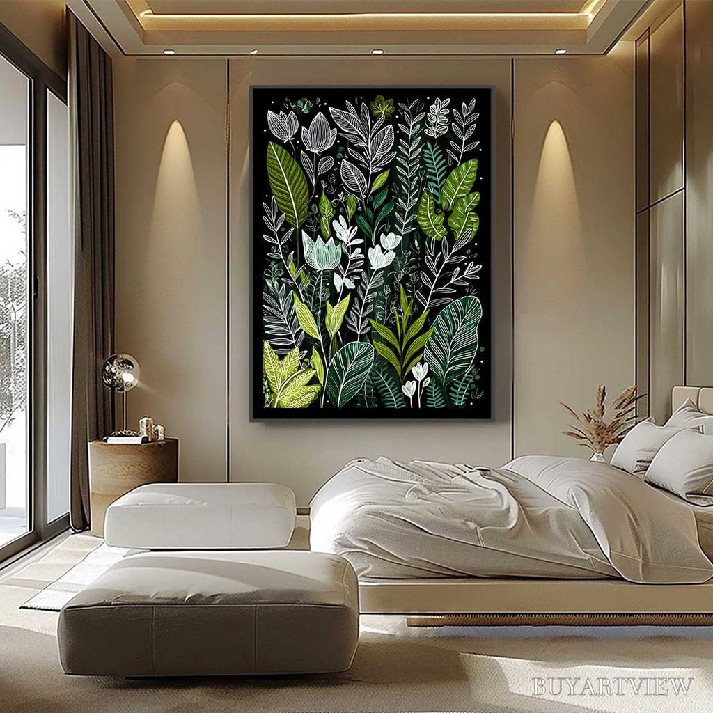 ARTOVITAS Nocturnal Garden – Modern Graphic Botanical Illustration Art - image 2