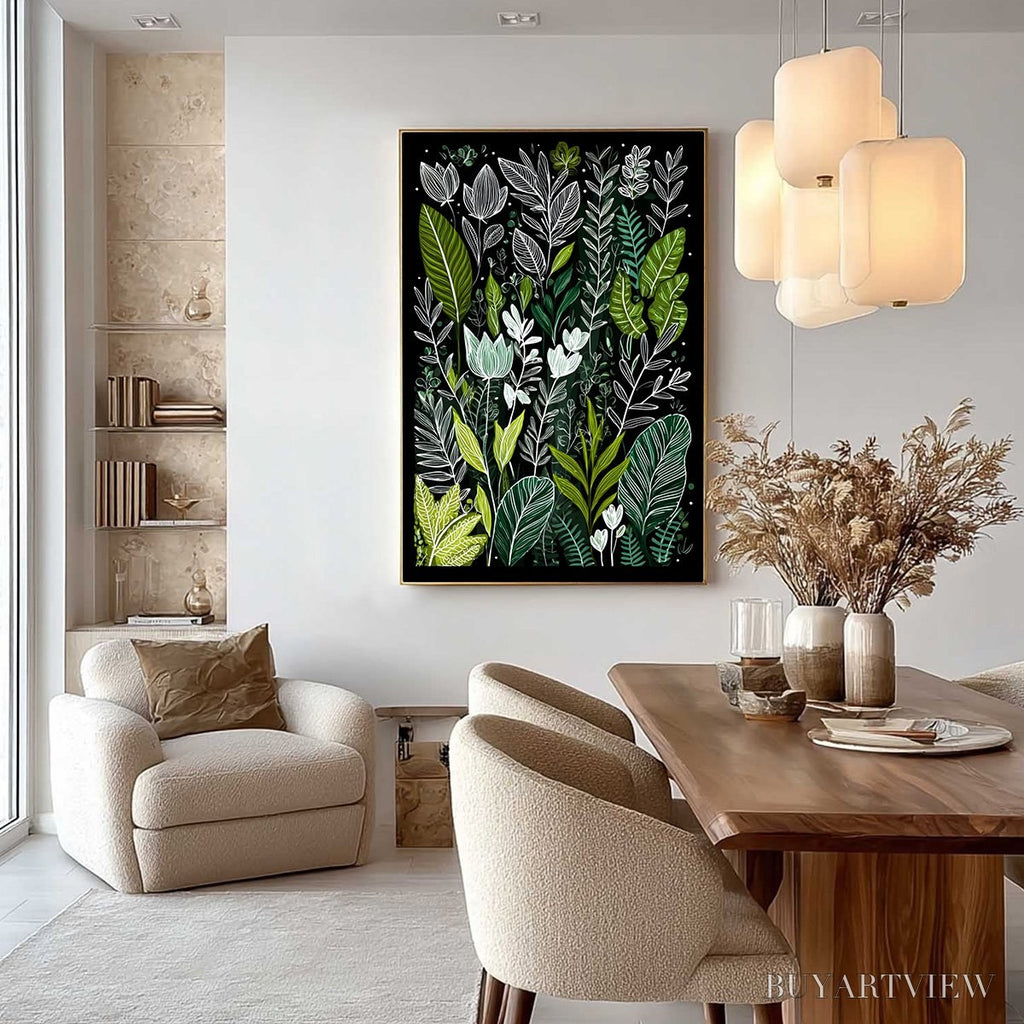 ARTOVITAS Nocturnal Garden – Modern Graphic Botanical Illustration Art - image 4