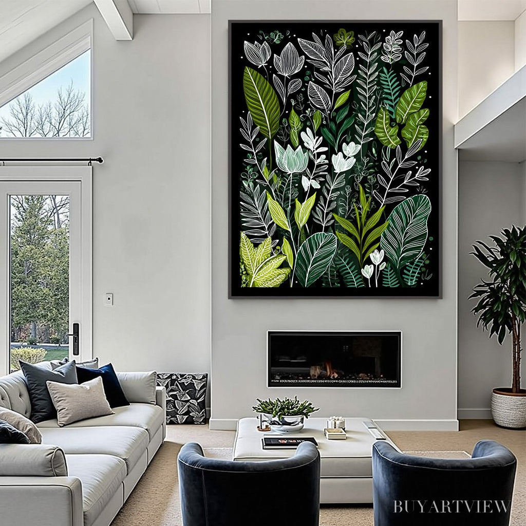 ARTOVITAS Nocturnal Garden – Modern Graphic Botanical Illustration Art - image 6