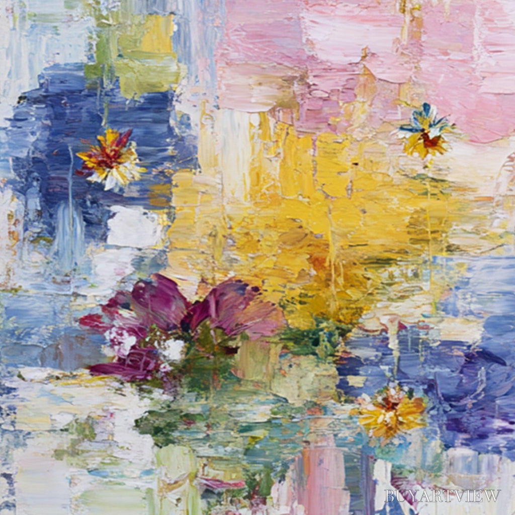 ARTOVITAS Reflections in Bloom – Colorful Abstract Floral Palette Knife Painting Set - image 3