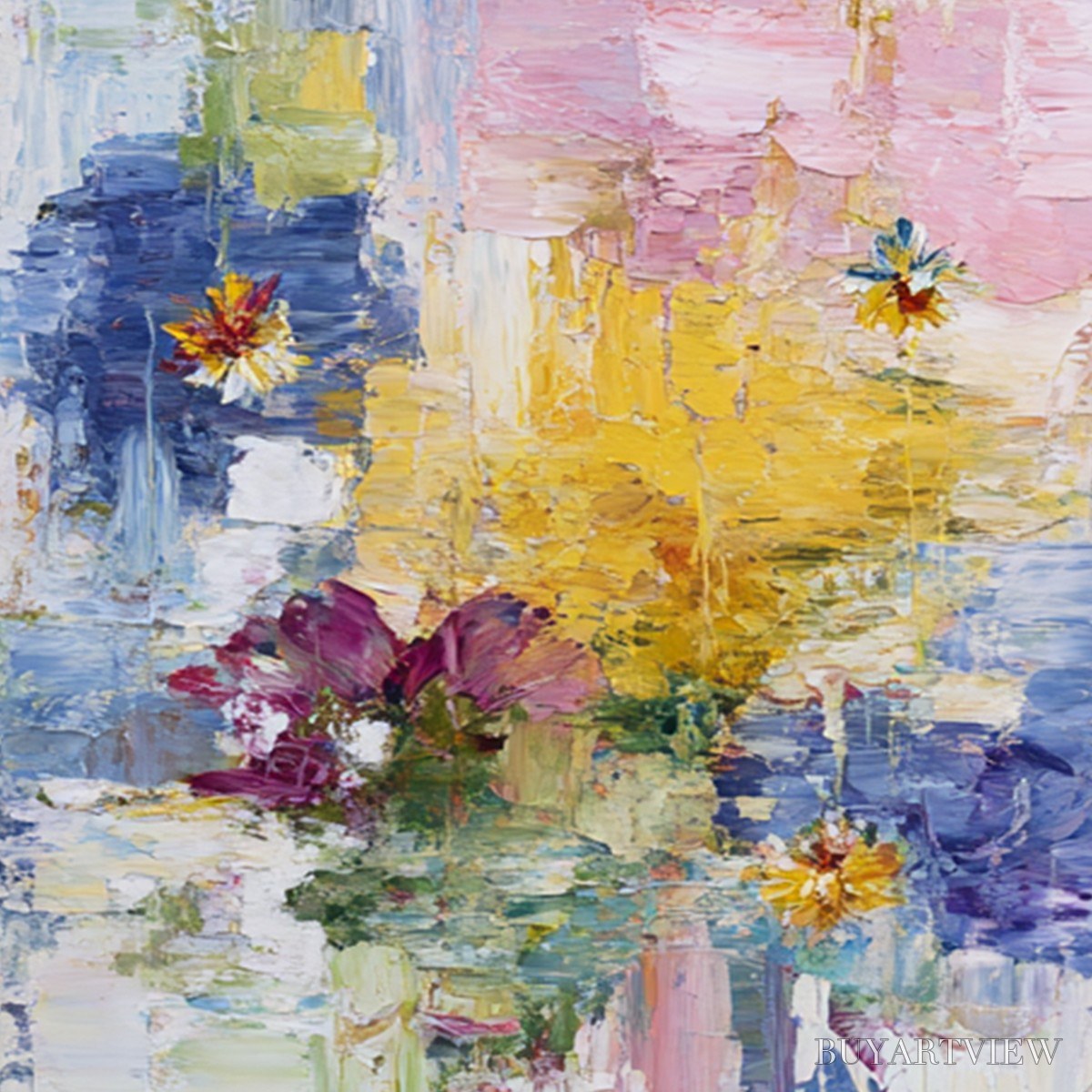 ARTOVITAS Reflections in Bloom – Colorful Abstract Floral Palette Knife Painting Set - image 3